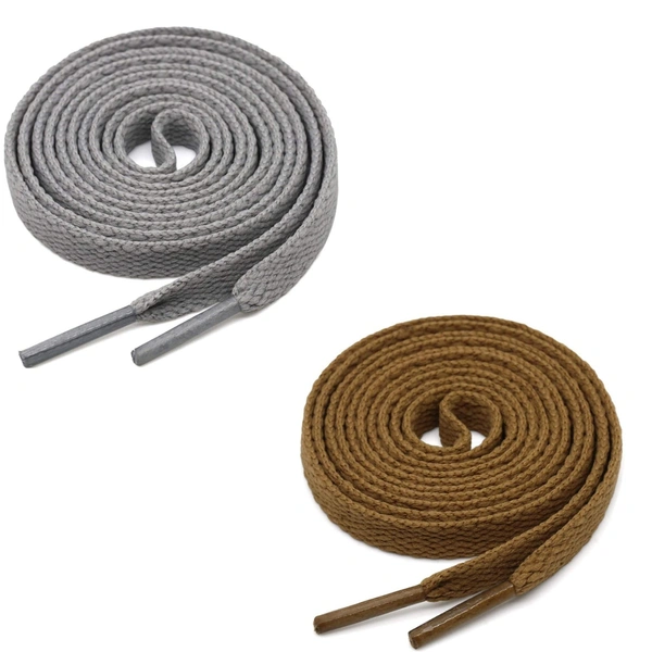 GRAH SANGRAH® (2 Pair) Flat Shoe Lace For Running, Sport Or Gym Shoelace - 120 CM, Grey-Light Brown