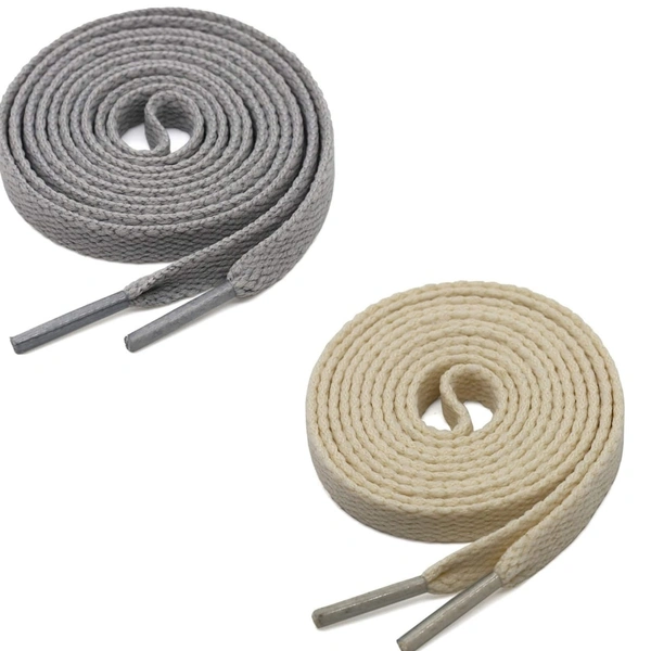 GRAH SANGRAH® (2 Pair) Flat Shoe Lace For Running, Sport Or Gym Shoelace - 150 CM, Grey-Beige