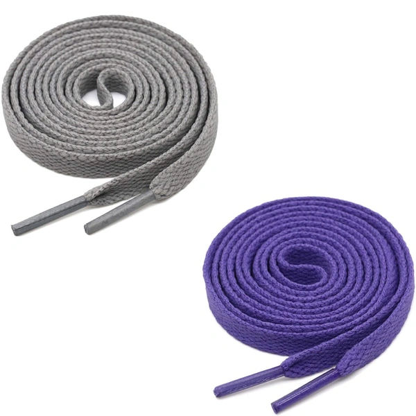 GRAH SANGRAH® (2 Pair) Flat Shoe Lace For Running, Sport Or Gym Shoelace - 120 CM, Grey-Purple