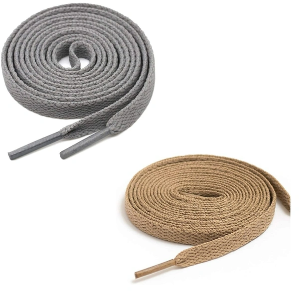 GRAH SANGRAH® (2 Pair) Flat Shoe Lace For Running, Sport Or Gym Shoelace - 150 CM, Grey_ Cream