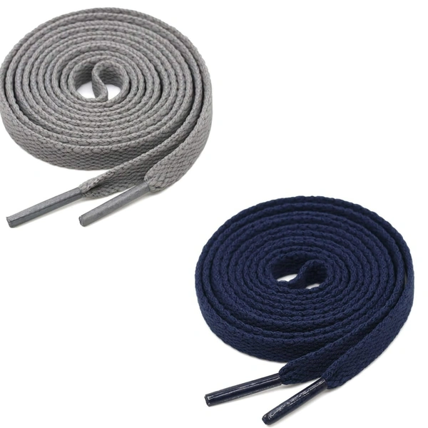 GRAH SANGRAH® (2 Pair) Flat Shoe Lace For Running, Sport Or Gym Shoelace - 120 CM, Grey_ Navy