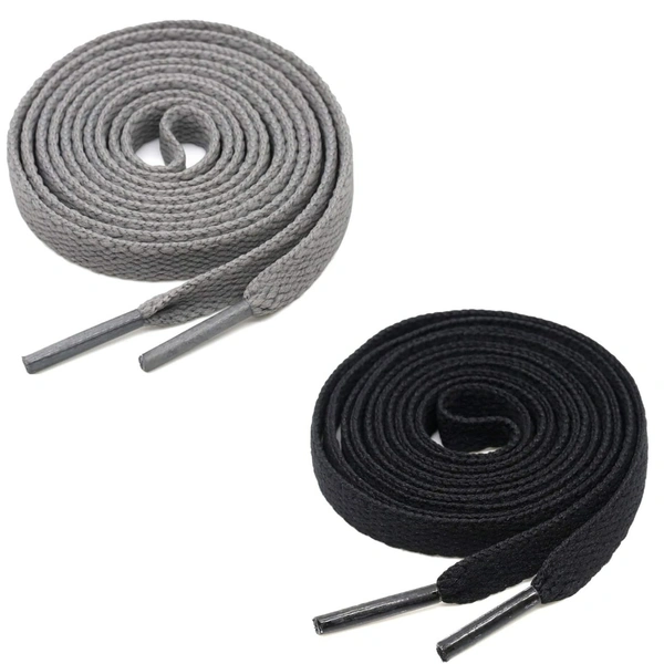 GRAH SANGRAH® (2 Pair) Flat Shoe Lace For Running, Sport Or Gym Shoelace - 120 CM, Grey_ Black