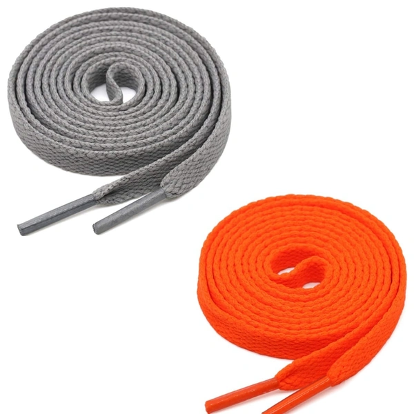GRAH SANGRAH® (2 Pair) Flat Shoe Lace For Running, Sport Or Gym Shoelace - 150 CM, Grey-Orange