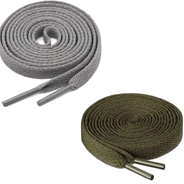GRAH SANGRAH® (2 Pair) Flat Shoe Lace For Running, Sport Or Gym Shoelace - 120 CM, Grey-Army Green