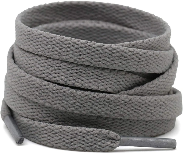 GRAH SANGRAH® (2 Pair Flat Shoelaces for Athletic Running Sneakers Shoes Boot Strings - 150 CM, Gray