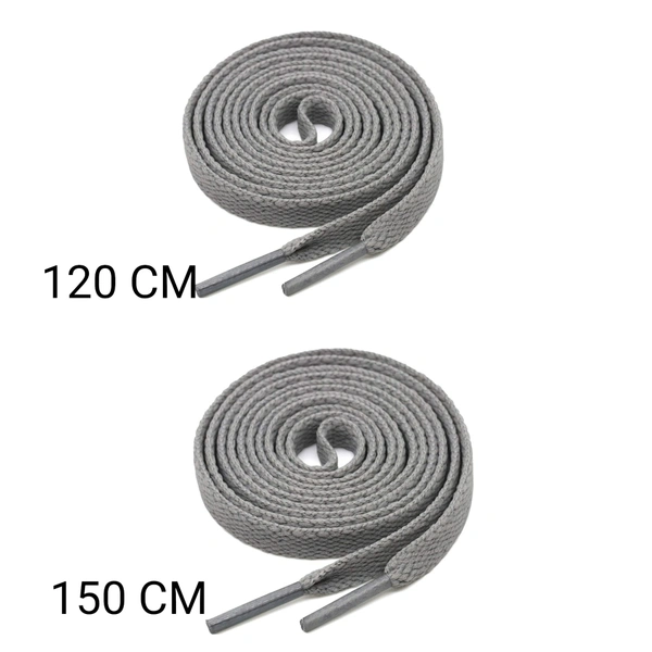 GRAH SANGRAH® 2 Pair | 1 Pair 120 CM | 1 Pair 150 CM| Flat, Sport or Gym Sneaker Shoelace - 120 or 150 CM, Gray