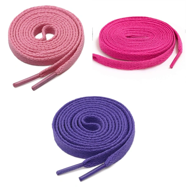 GRAH SANGRAH® 3 Pair (1 Pair Per Single Color) Flat Shoe Lace For Running, Sport Or Gym Shoelace - 120 CM, Pink _ Hot Pink _ Cream