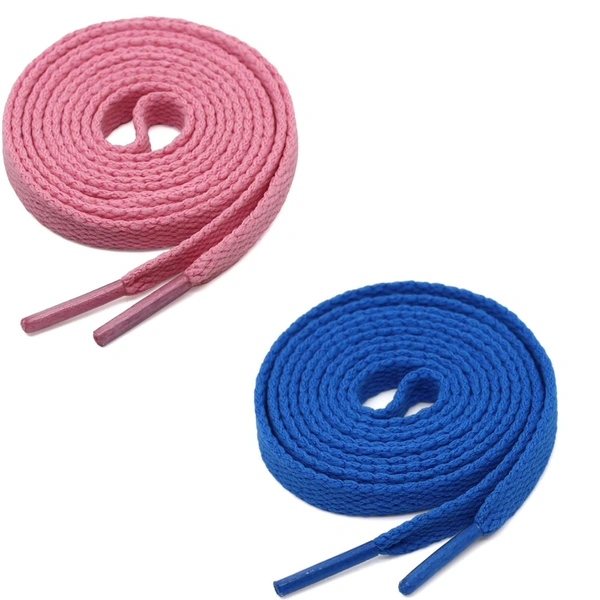 GRAH SANGRAH® (2 Pair) Flat Shoe Lace For Running, Sport Or Gym Shoelace - 120 CM, Pink-Blue