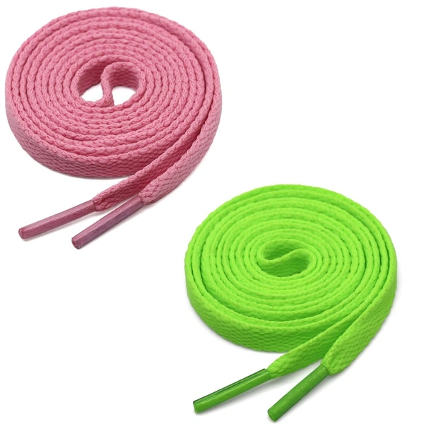 GRAH SANGRAH® (2 Pair) Flat Shoe Lace For Running, Sport Or Gym Shoelace - 150 CM, Pink-Fluorescent
