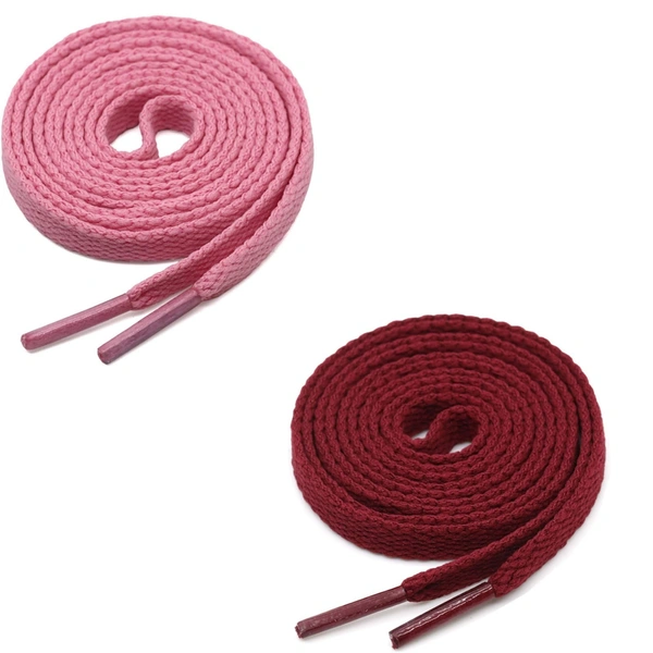 GRAH SANGRAH® (2 Pair) Flat Shoe Lace For Running, Sport Or Gym Shoelace - 150 CM, Pink-Maroon