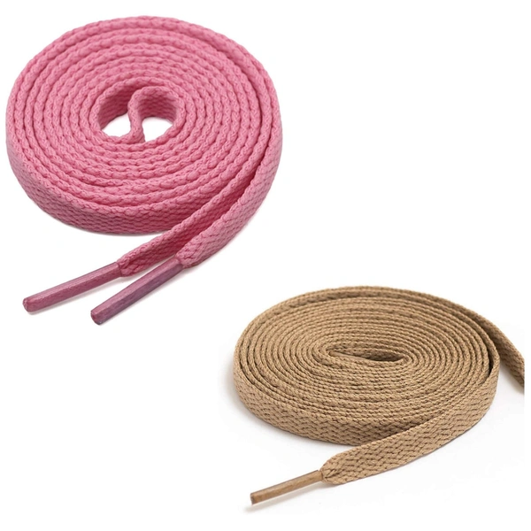 GRAH SANGRAH® (2 Pair) Flat Shoe Lace For Running, Sport Or Gym Shoelace - 150 CM, Pink-Cream