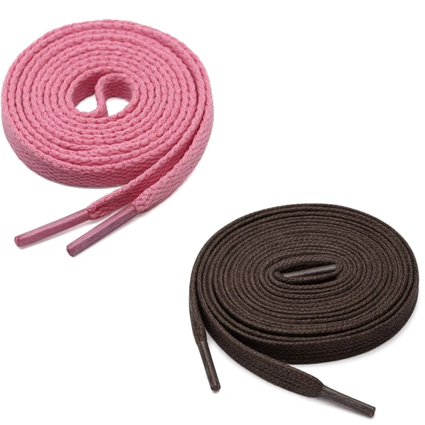 GRAH SANGRAH® (2 Pair) Flat Shoe Lace For Running, Sport Or Gym Shoelace - 120 CM, Pink-Dark Brown