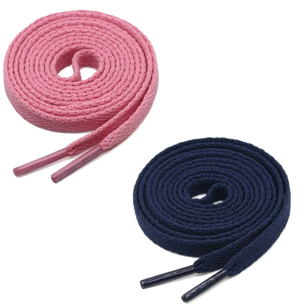 GRAH SANGRAH® (2 Pair) Flat Shoe Lace For Running, Sport Or Gym Shoelace - 120 CM, Pink_ Navy