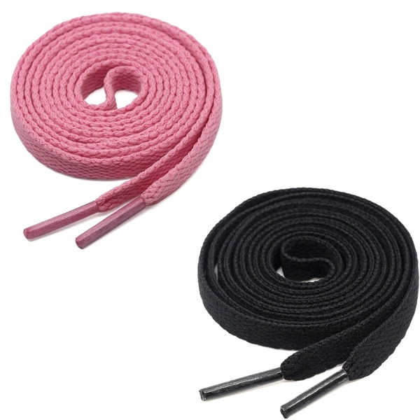 GRAH SANGRAH® (2 Pair) Flat Shoe Lace For Running, Sport Or Gym Shoelace - 120 CM, Pink-Black