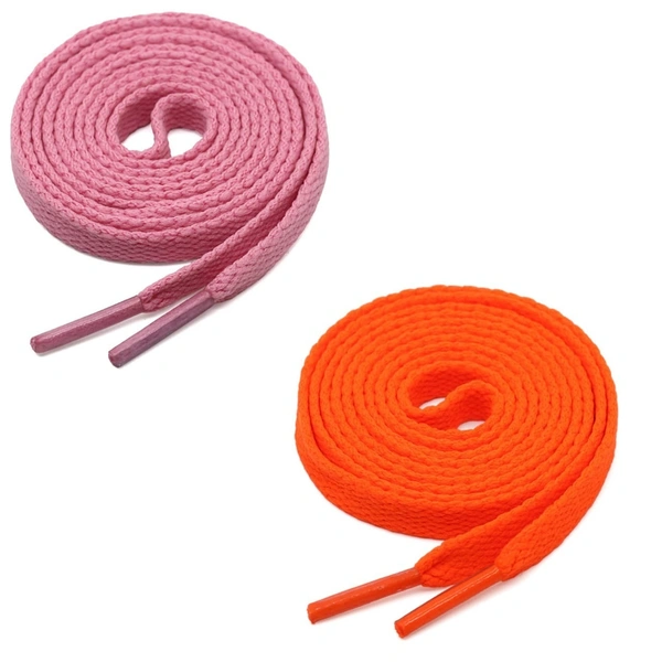 GRAH SANGRAH® (2 Pair) Flat Shoe Lace For Running, Sport Or Gym Shoelace - 150 CM, Pink-Orange