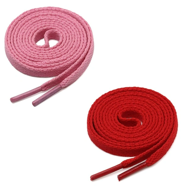 GRAH SANGRAH® (2 Pair) Flat Shoe Lace For Running, Sport Or Gym Shoelace - 150 CM, Pink_ Red