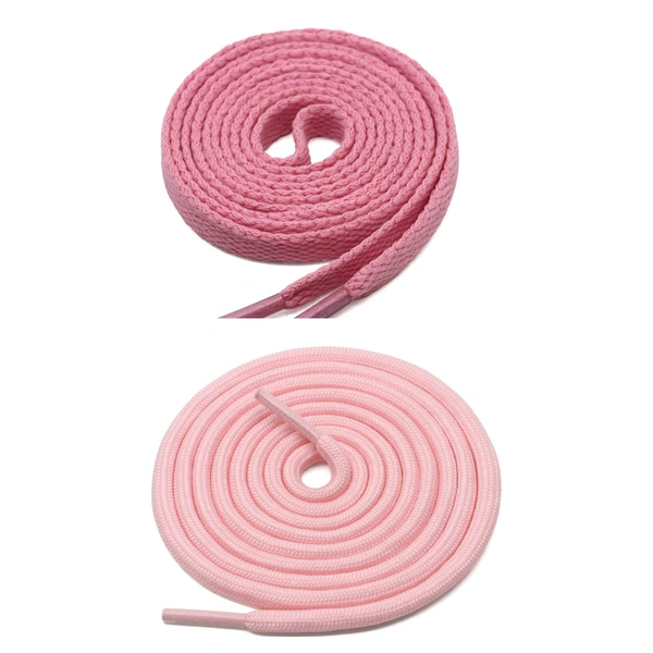 GRAH SANGRAH® 1 Pair FLAT | 1 Pair Round | Unisex Shoe Lace for Running, Sport or Gym Shoelace - 120 CM, Pink