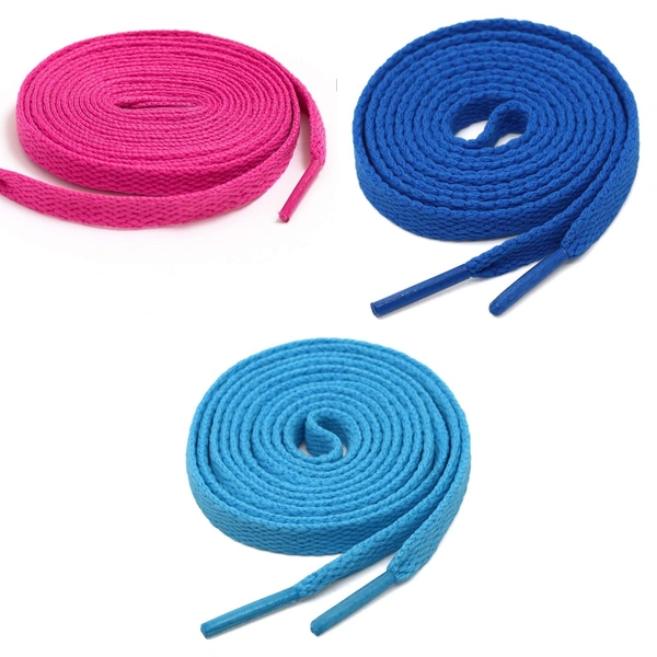GRAH SANGRAH® 3 Pair (1 Pair Per Single Color) Flat Shoe Lace For Running, Sport Or Gym Shoelace - 150 CM, Hot Pink-Blue-Sky