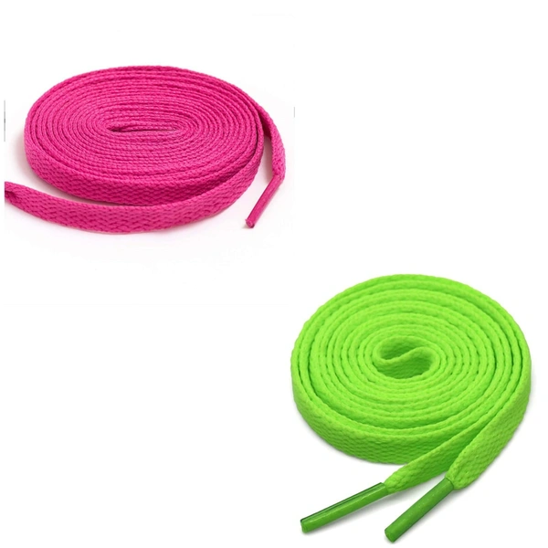 GRAH SANGRAH® (2 Pair) Flat Shoe Lace For Running, Sport Or Gym Shoelace - 150 CM, Hot Pink_ Fluorescent