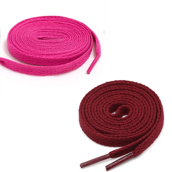 GRAH SANGRAH® (2 Pair) Flat Shoe Lace For Running, Sport Or Gym Shoelace - 120 CM, Hot Pink-Maroon