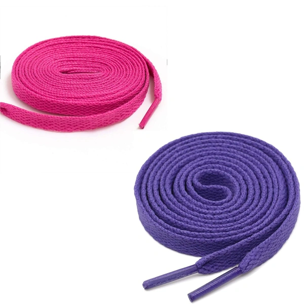 GRAH SANGRAH® (2 Pair) Flat Shoe Lace For Running, Sport Or Gym Shoelace - 120 CM, Hot Pink_ Purple