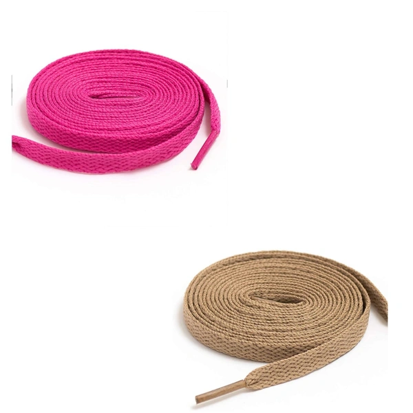 GRAH SANGRAH® (2 Pair) Flat Shoe Lace For Running, Sport Or Gym Shoelace - 120 CM, Hot Pink- Cream