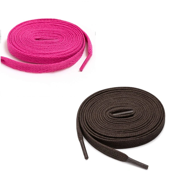 GRAH SANGRAH® (2 Pair) Flat Shoe Lace For Running, Sport Or Gym Shoelace  - 150 CM, Hot Pink- Dark Brown