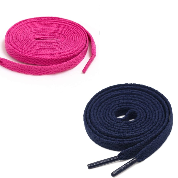 GRAH SANGRAH® (2 Pair) Flat Shoe Lace For Running, Sport Or Gym Shoelace - 150 CM, Hot Pink-Navy