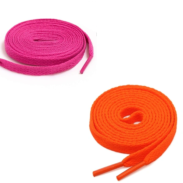 GRAH SANGRAH® (2 Pair) Flat Shoe Lace For Running, Sport Or Gym Shoelace - 150 CM, Hot Pink_ Orange