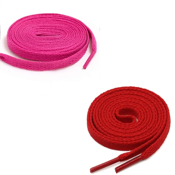 GRAH SANGRAH® (2 Pair) Flat Shoe Lace For Running, Sport Or Gym Shoelace - 150 CM, Hot Pink_ Red