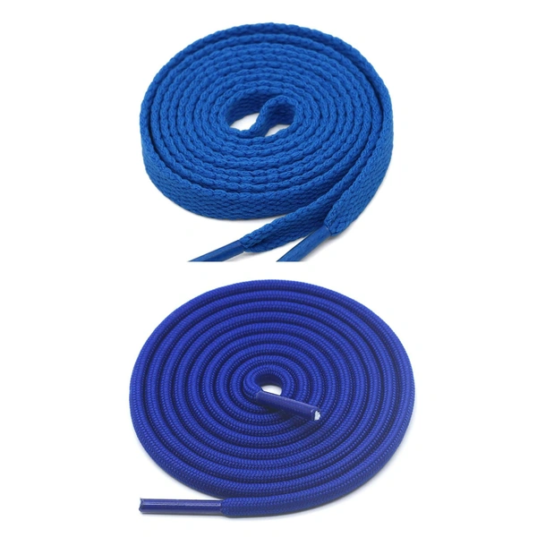 GRAH SANGRAH® 1 Pair FLAT | 1 Pair Round | Unisex Shoe Lace for Running, Sport or Gym Shoelace - 120 CM, Blue