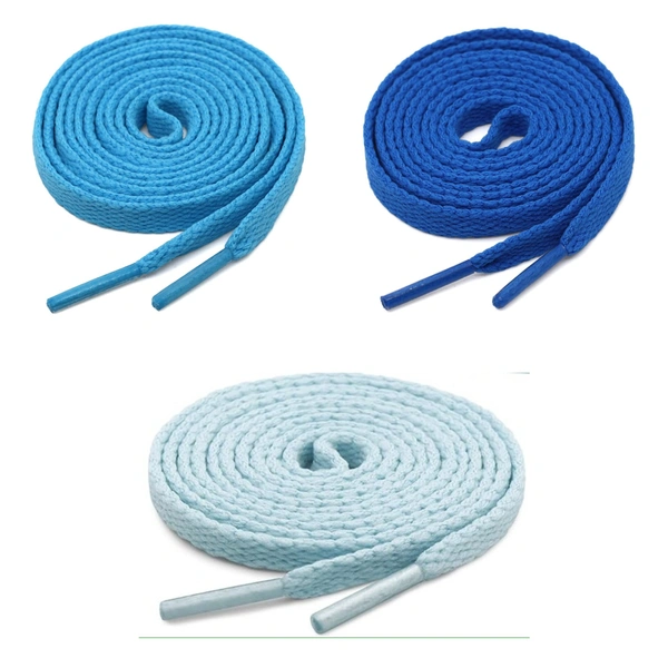 GRAH SANGRAH® 3 Pair (1 Pair Per Single Color) Flat Shoe Lace For Running, Sport Or Gym Shoelace - 120 CM, Blue-Sky-Moonlight