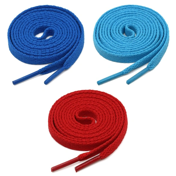 GRAH SANGRAH® 3 Pair (1 Pair Per Single Color) Flat Shoe Lace For Running, Sport Or Gym Shoelace - 150 CM, Blue_ Sky_ Red