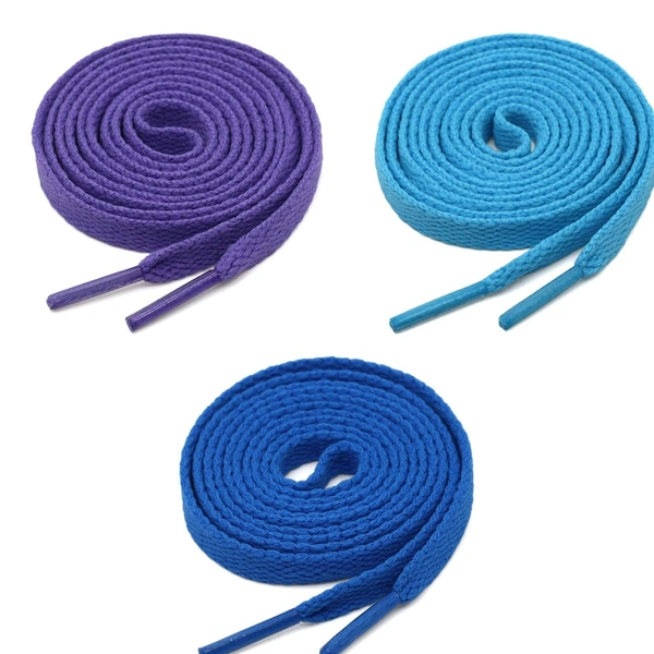 GRAH SANGRAH® 3 Pair (1 Pair Per Single Color) Flat Shoe Lace For Running, Sport Or Gym Shoelace - 120 CM, Blue _Sky _ Purple