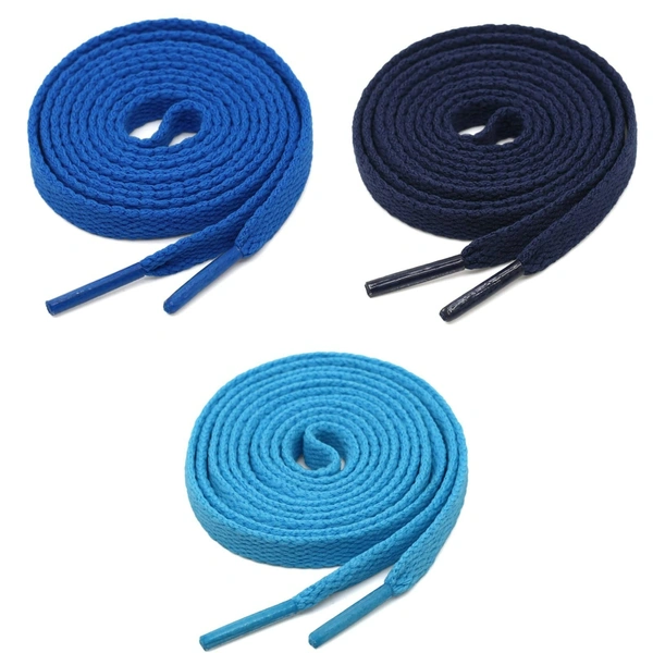 GRAH SANGRAH® 3 Pair (1 Pair Per Single Color) Flat Shoe Lace For Running, Sport Or Gym Shoelace - 150 CM, Blue_ Sky_ Navy