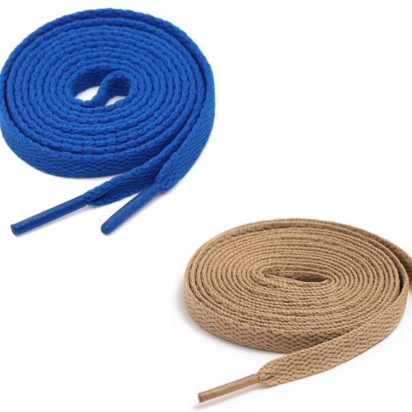 GRAH SANGRAH® (2 Pair) Flat Shoe Lace For Running, Sport Or Gym Shoelace - 150 CM, Blue-Cream