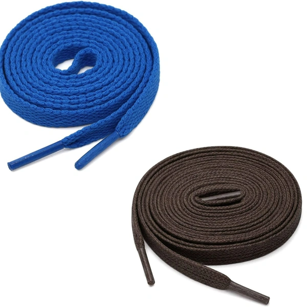 GRAH SANGRAH® (2 Pair) Flat Shoe Lace For Running, Sport Or Gym Shoelace - 120 CM, Blue_ Dark Brown