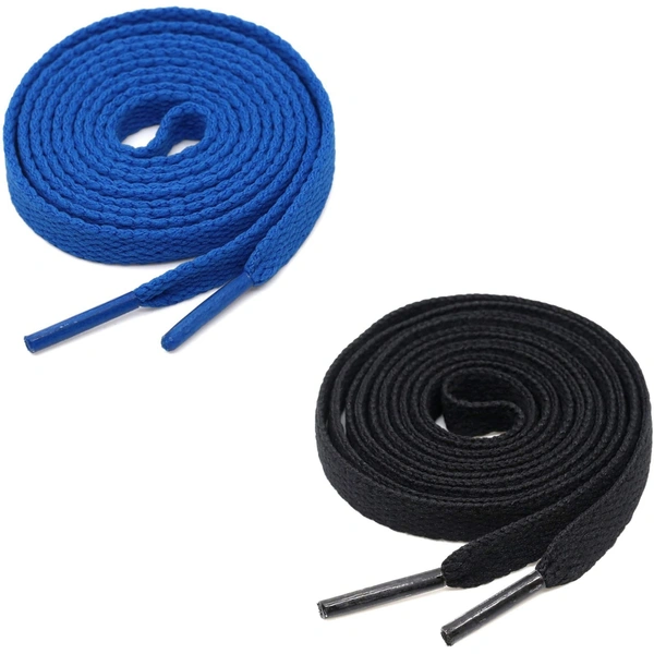 GRAH SANGRAH® (2 Pair) Flat Shoe Lace For Running, Sport Or Gym Shoelace - 150 CM, Blue-Black