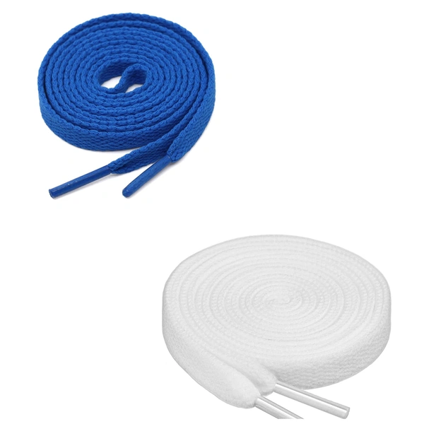GRAH SANGRAH® (2 Pair) Flat Shoe Lace For Running, Sport Or Gym Shoelace - 120 CM, Blue-White
