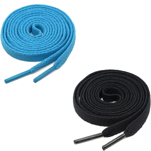 GRAH SANGRAH® (2 Pair) Flat Shoe Lace For Running, Sport Or Gym Shoelace - 120 CM, Sky_ Black