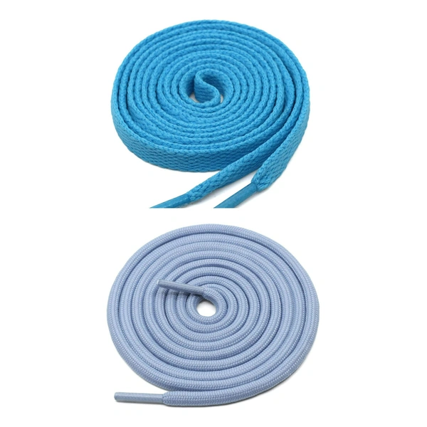 GRAH SANGRAH® 1 Pair FLAT | 1 Pair Round | Unisex Shoe Lace for Running, Sport or Gym Shoelace - 120 CM, Sky