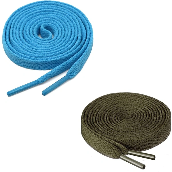 GRAH SANGRAH® (2 Pair) Flat Shoe Lace For Running, Sport Or Gym Shoelace - 150 CM, Sky-Army Green