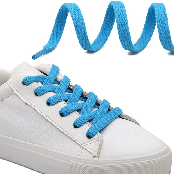 GRAH SANGRAH® (2 Pair Flat Shoelaces For Athletic Running Sneakers Shoes Boot Strings - 120 CM, Sky