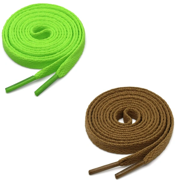 GRAH SANGRAH® (2 Pair) Flat Shoe Lace For Running, Sport Or Gym Shoelace - 150 CM, Fluorescent_ Light Brown