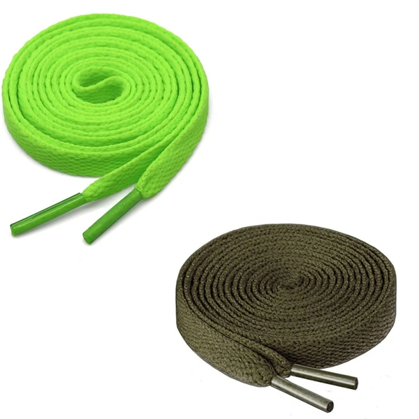 GRAH SANGRAH® (2 Pair) Flat Shoe Lace For Running, Sport Or Gym Shoelace - 150 CM, Fluorescent_ Army Green