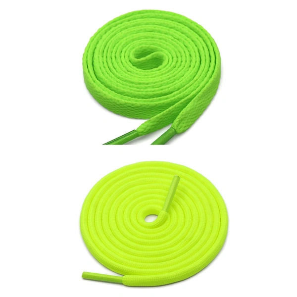 GRAH SANGRAH® 1 Pair FLAT | 1 Pair Round | Unisex Shoe Lace for Running, Sport or Gym Shoelace - 120 CM, Fluorescent
