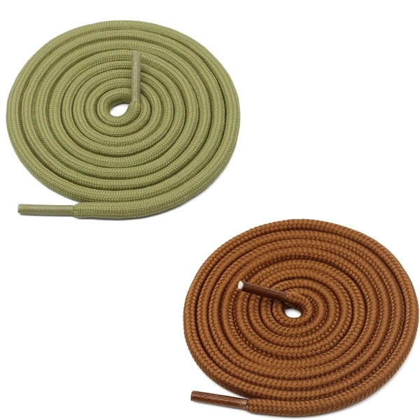 GRAH SANGRAH® 2 Pair (1 Pair Per Single Color) Unisex Shoes Laces For Sport, Running Casual Gym Shoelaces - 120 CM, Olive-Tan
