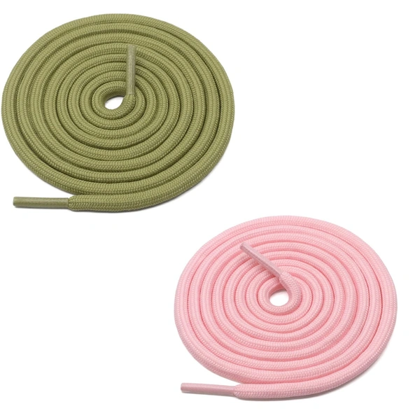 GRAH SANGRAH® 2 Pair (1 Pair Per Single Color) Unisex Shoes Laces For Sport, Running Casual Gym Shoelaces - 120 CM, Olive-Pink