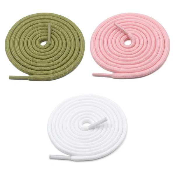GRAH SANGRAH® 3 Pair (1 Pair Per Single Color) Unisex Shoes Laces For Sport, Running Casual Gym Shoelaces - 120 CM, Olive_ Pink_ White