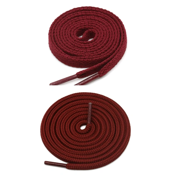 GRAH SANGRAH® 1 Pair FLAT | 1 Pair Round | Unisex Shoe Lace for Running, Sport or Gym Shoelace - 120 CM, Maroon